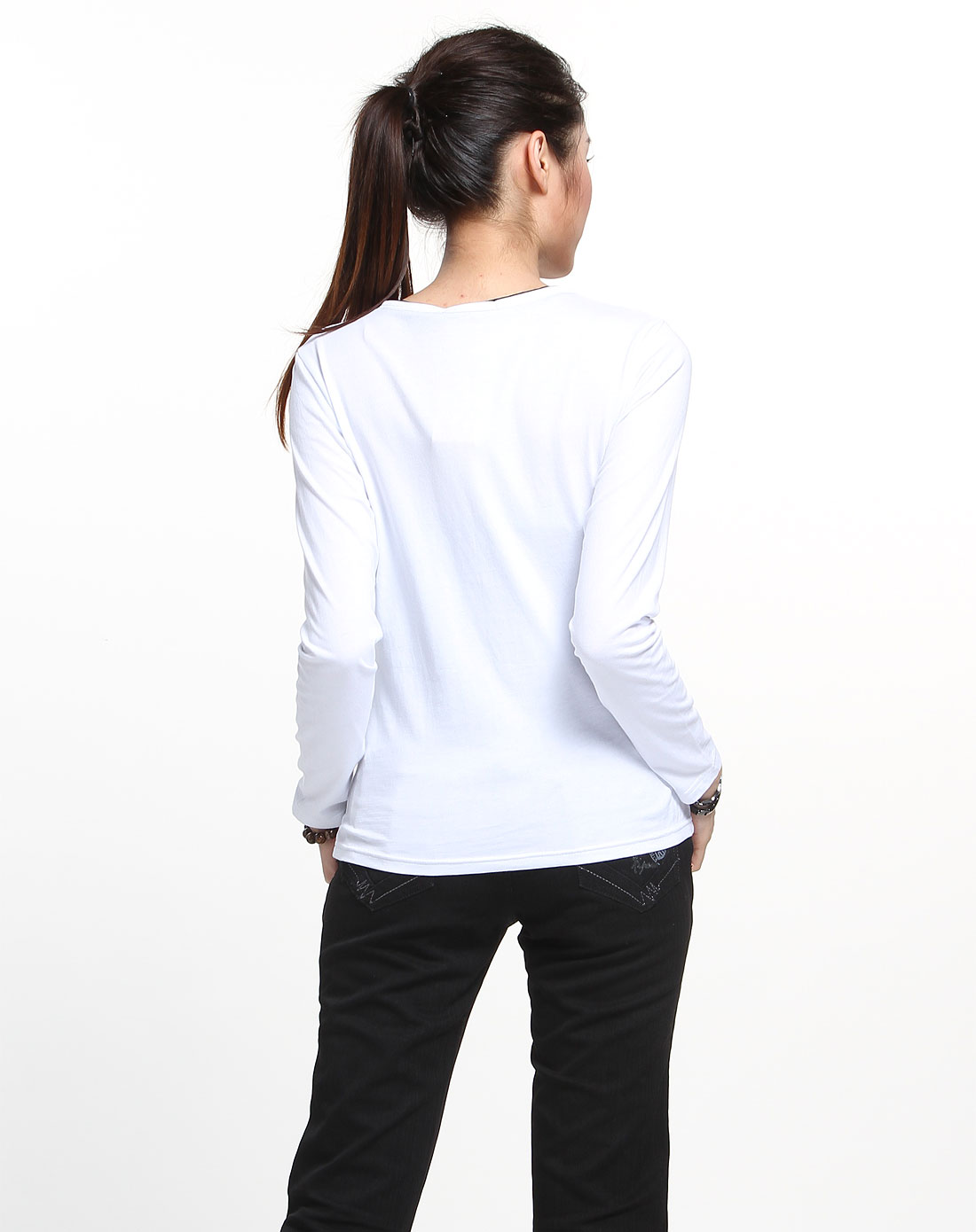 旗牌王kipone--女装专场白色休闲长袖t恤