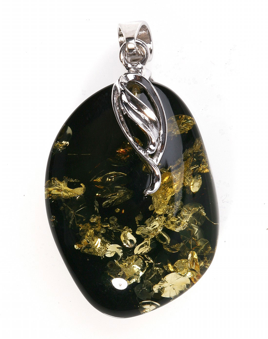 昊天琥珀挪威森林绿珀吊坠