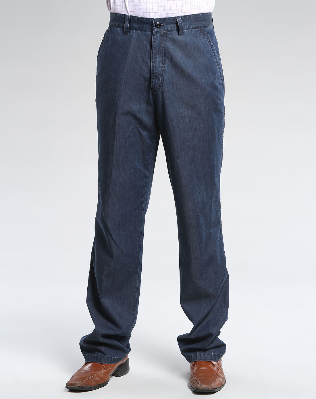 浪登langdeng男装专场灰蓝色时尚牛仔长裤