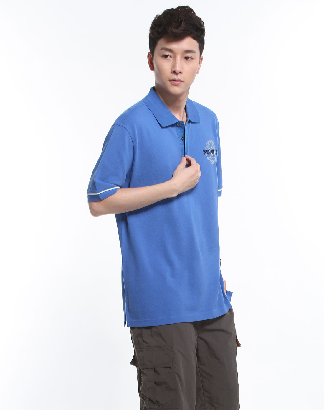 哥仑步kolumb男装专场男款蓝色时尚简约短袖polo衫