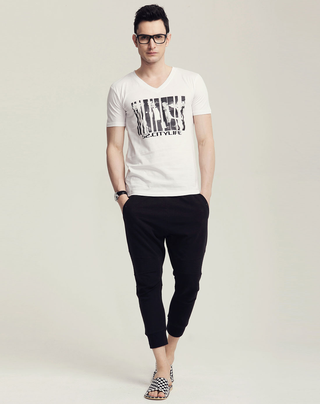 s2citylife男装专场白色人物图案短袖t恤