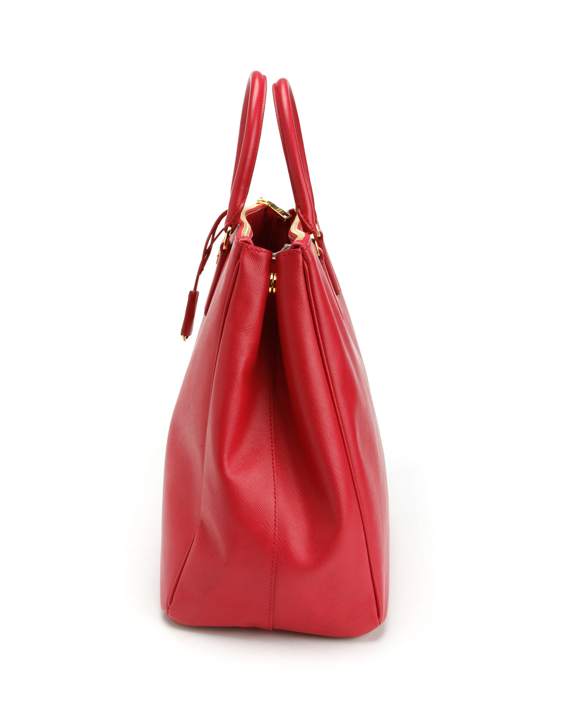 包包专场2011新款 prada 女款深桃红色双拉链手袋