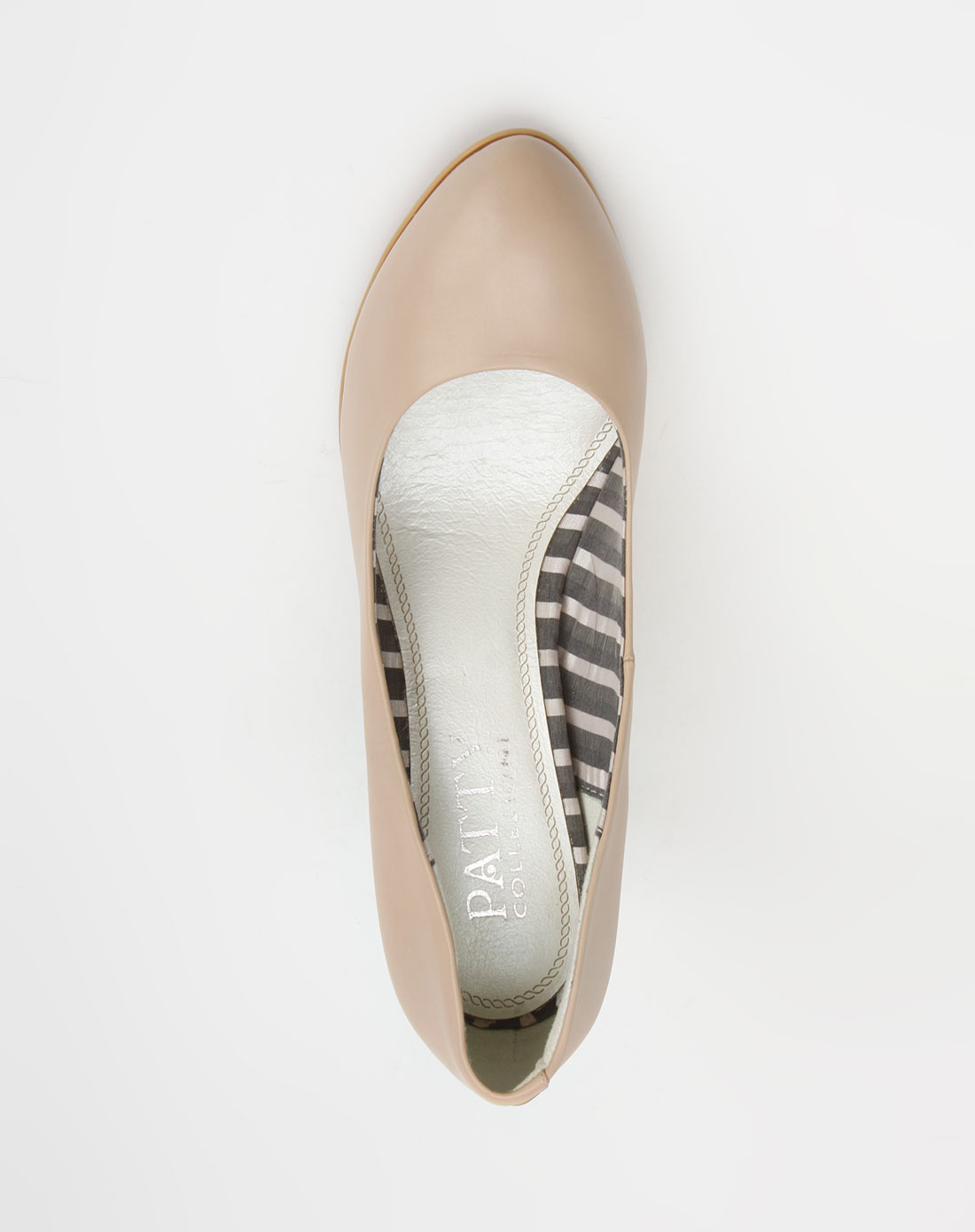 女鞋库存专场芭迪 粉杏色牛皮高跟鞋