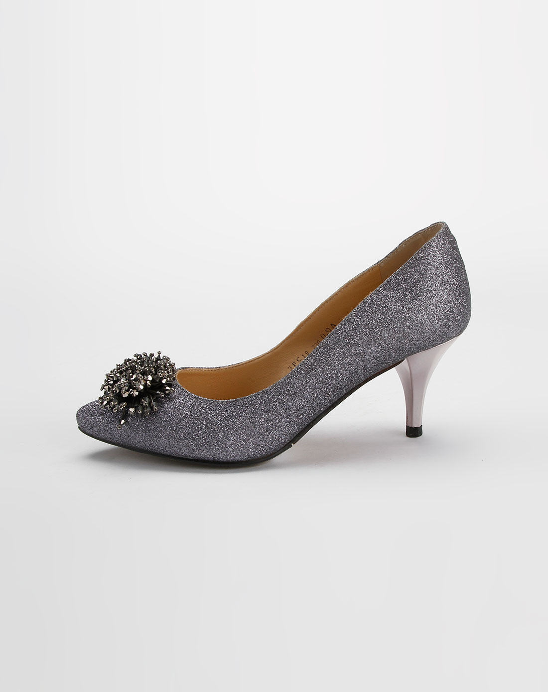 女鞋特惠专场百丽 银灰色亮布皮高跟鞋_唯品会名牌时尚折扣网