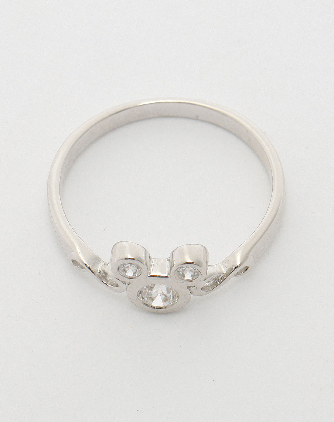 迪士尼disney-饰品女款银色镶钻米奇戒指