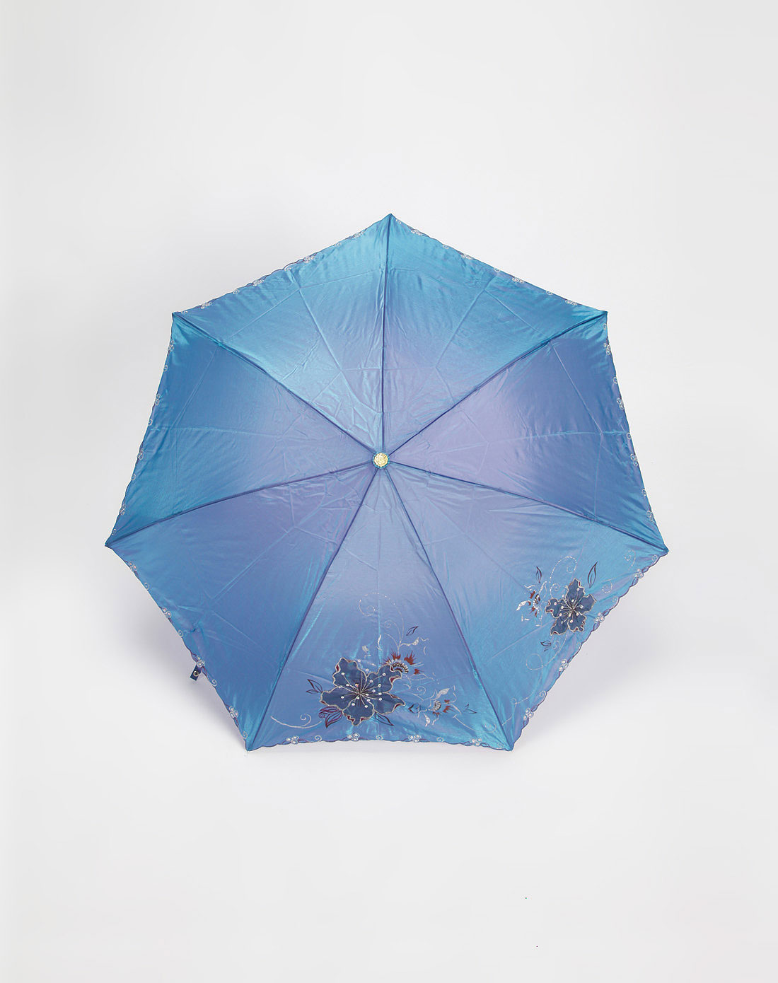 天堂伞宝蓝色绣花防紫外线遮阳伞