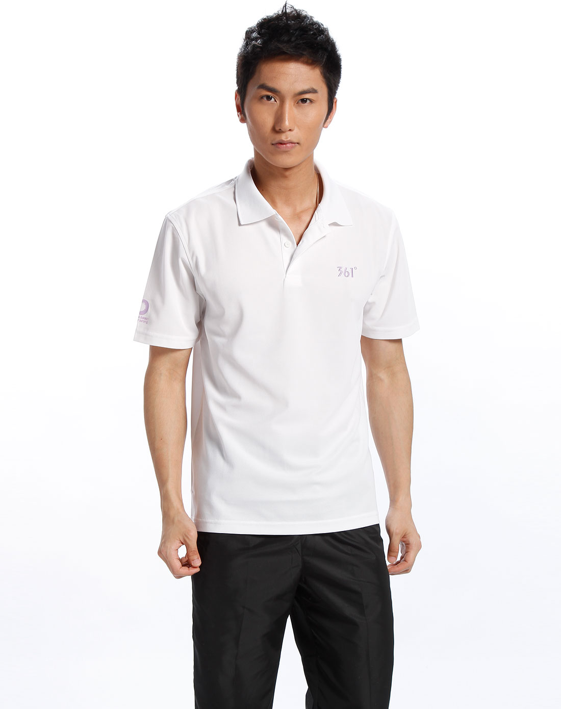 361°男款白色翻领短袖t恤
