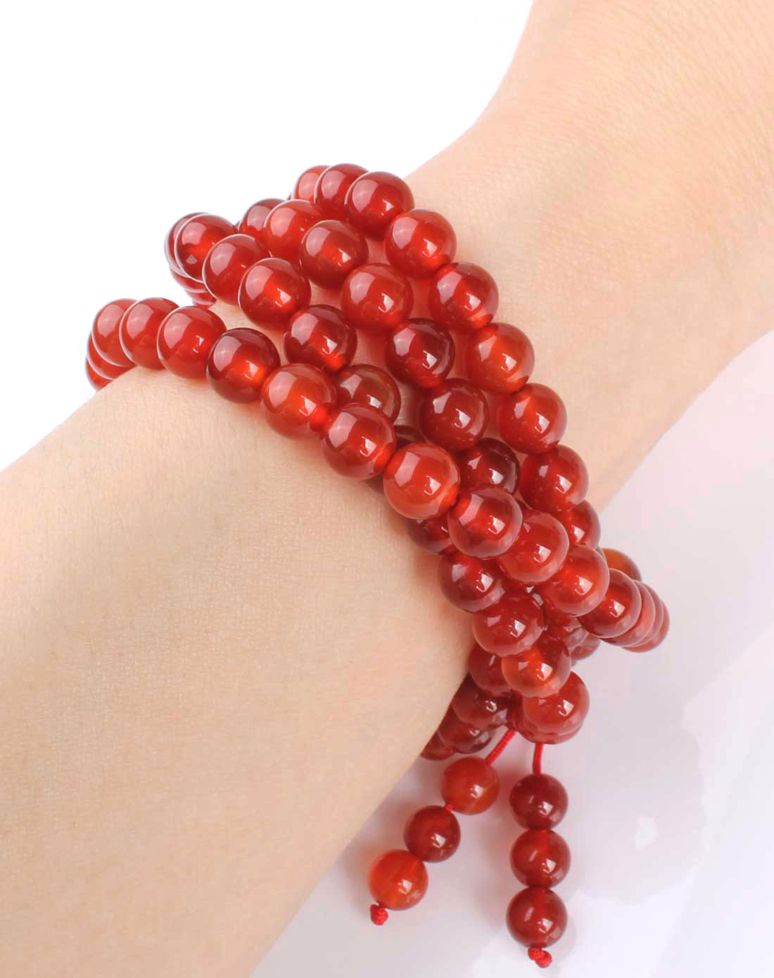 凝萃坊天然红玛瑙108颗佛珠手链6mm