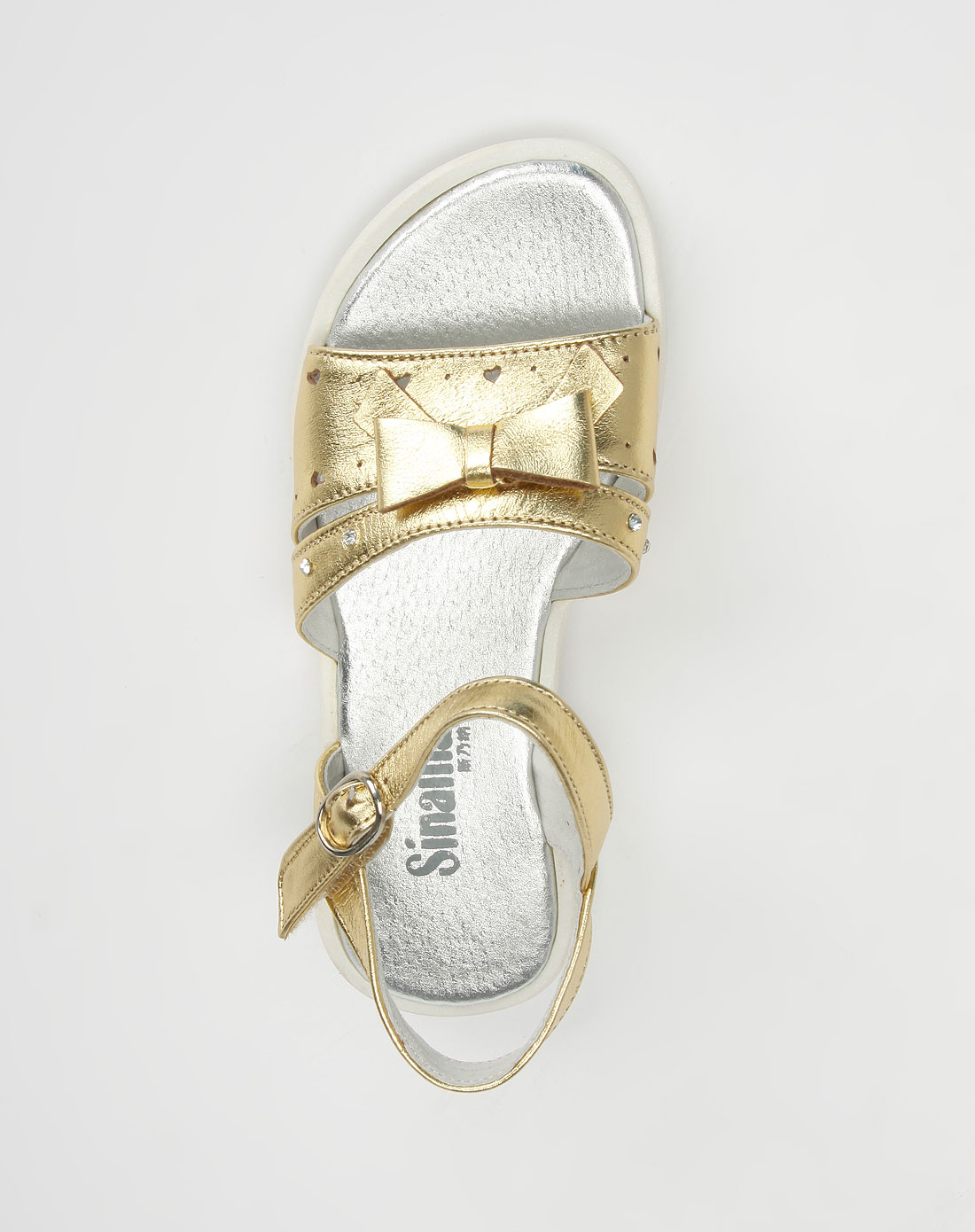 斯乃纳 女童金/银色牛皮凉鞋_童鞋专场官网特价2.