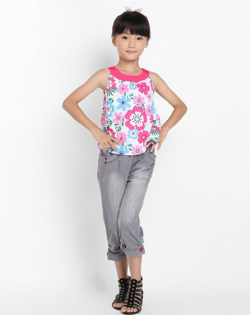 巴拉巴拉balabala男女童混合专场女童彩色印花背心