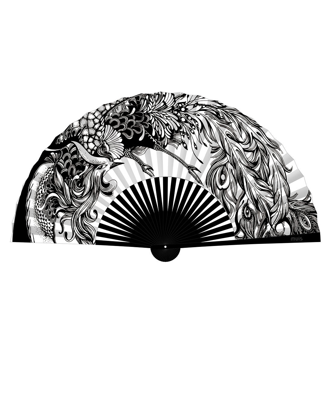 muis设计师原创折扇朱雀