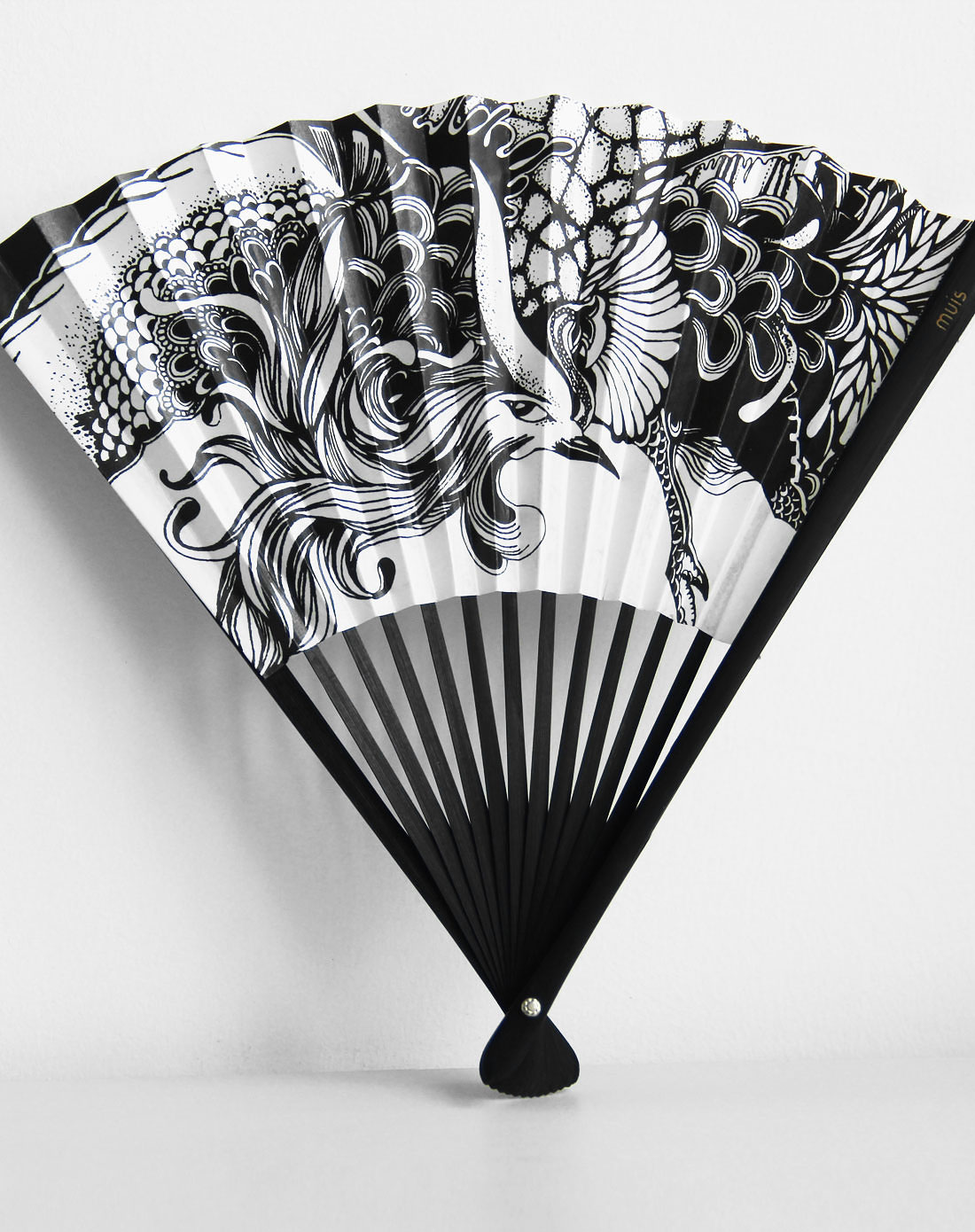 muis设计师原创折扇朱雀