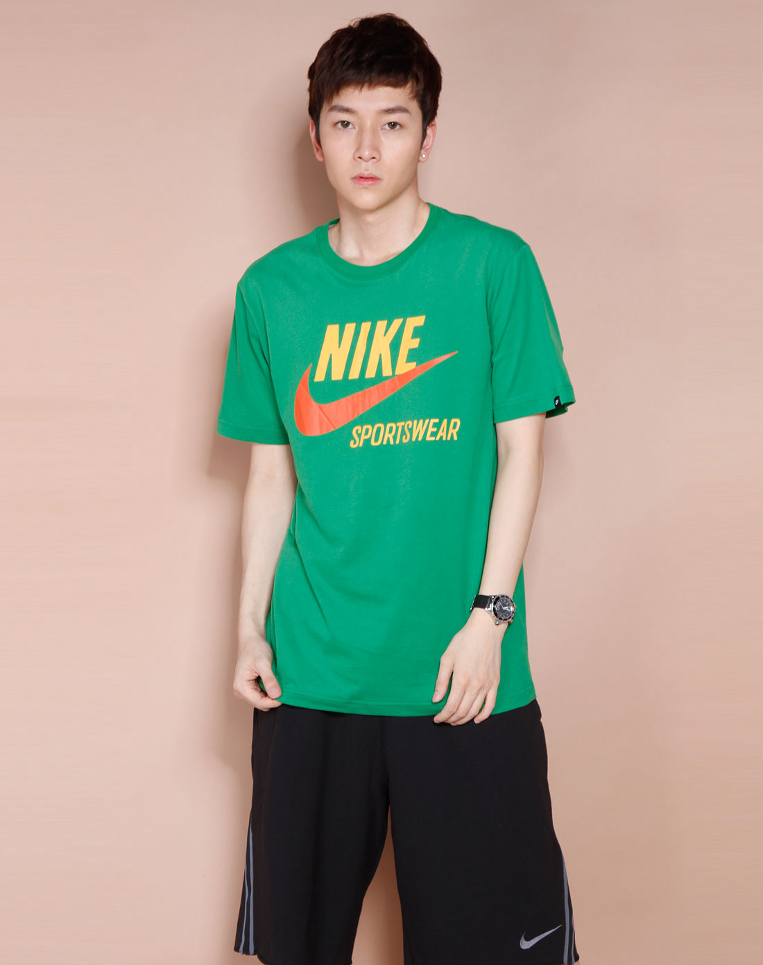 耐克nike绿色经典圆领短袖t恤343486-397_唯