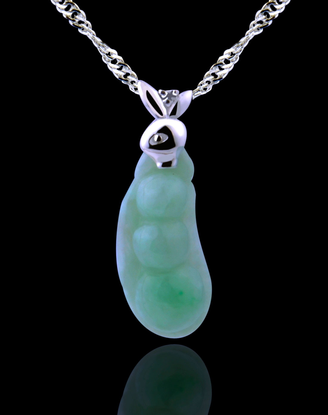 熣璨bright新款925银天然翡翠a货玉豌豆吊坠