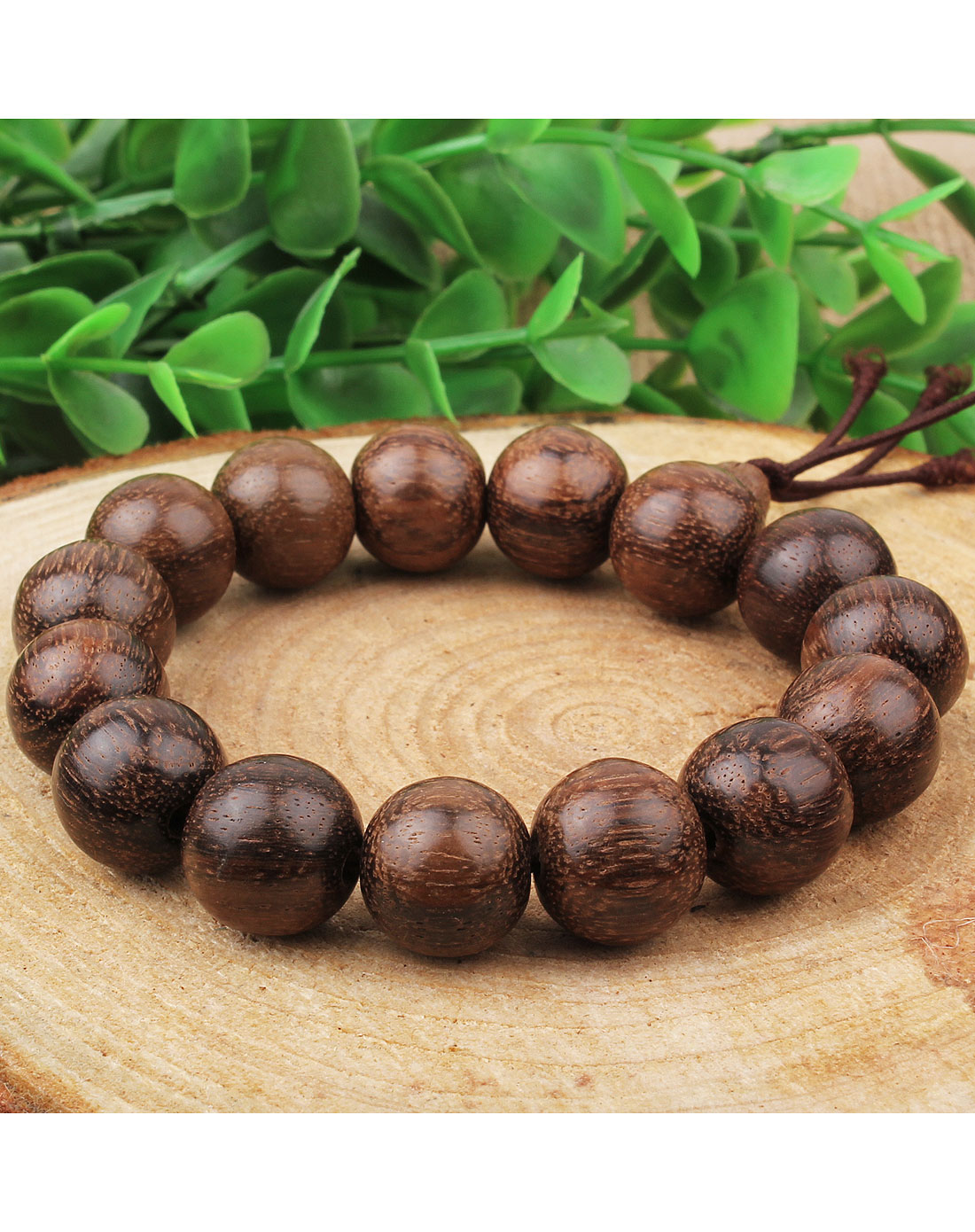 天然沉香红沙沉手珠13mm