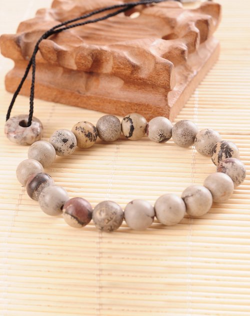 kmonado饰品专场浅咖色14mm转运网络石项链 10mm女娃石手链套装