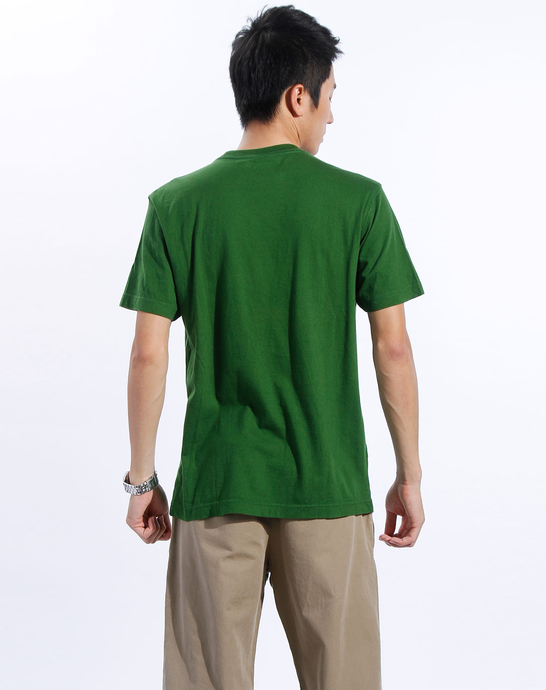 男款深绿色短袖圆领t恤
