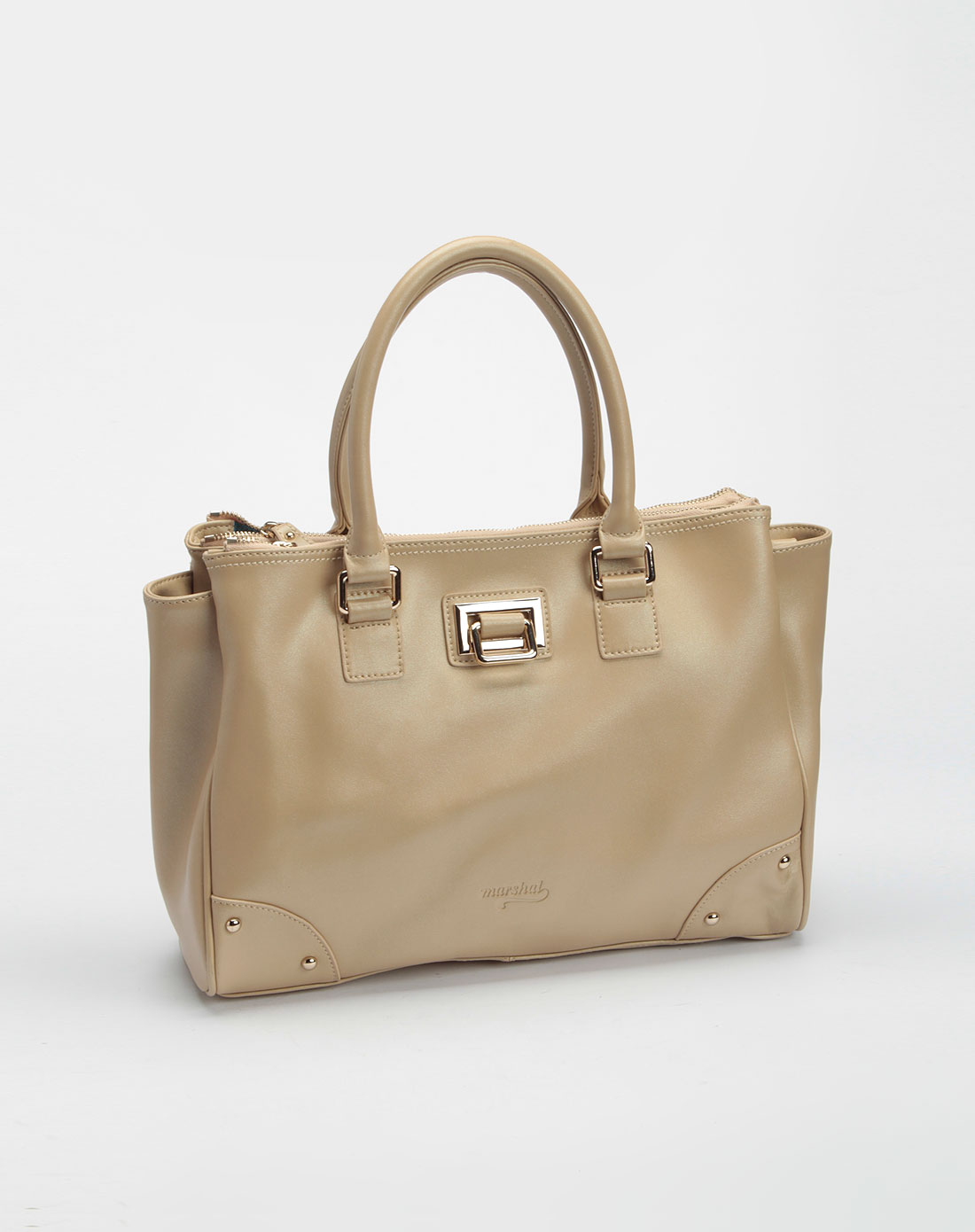 马萨克marshal-女包专场杏色印纹休闲手提包