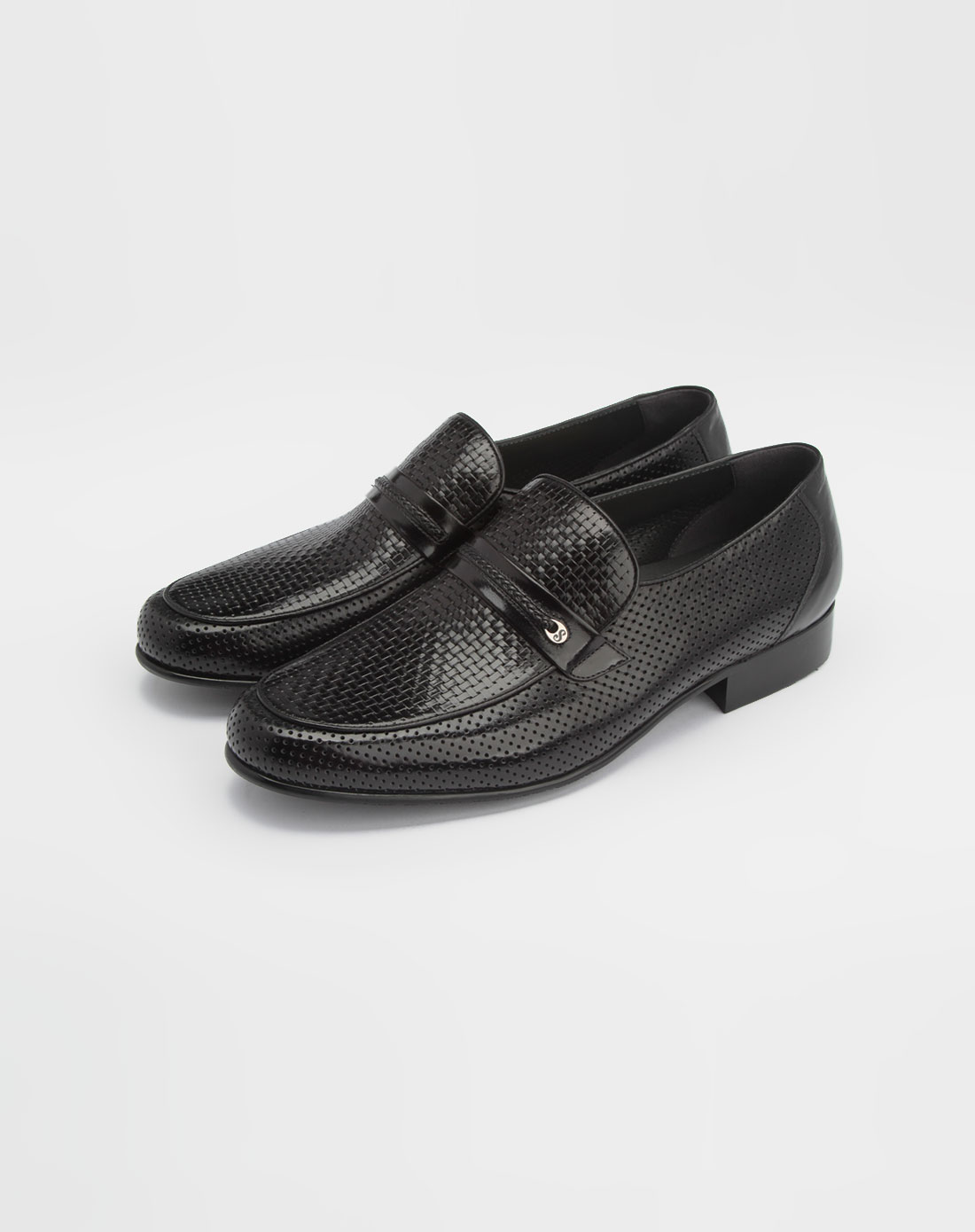 男鞋库存专场名仕 黑色透气圆孔皮鞋