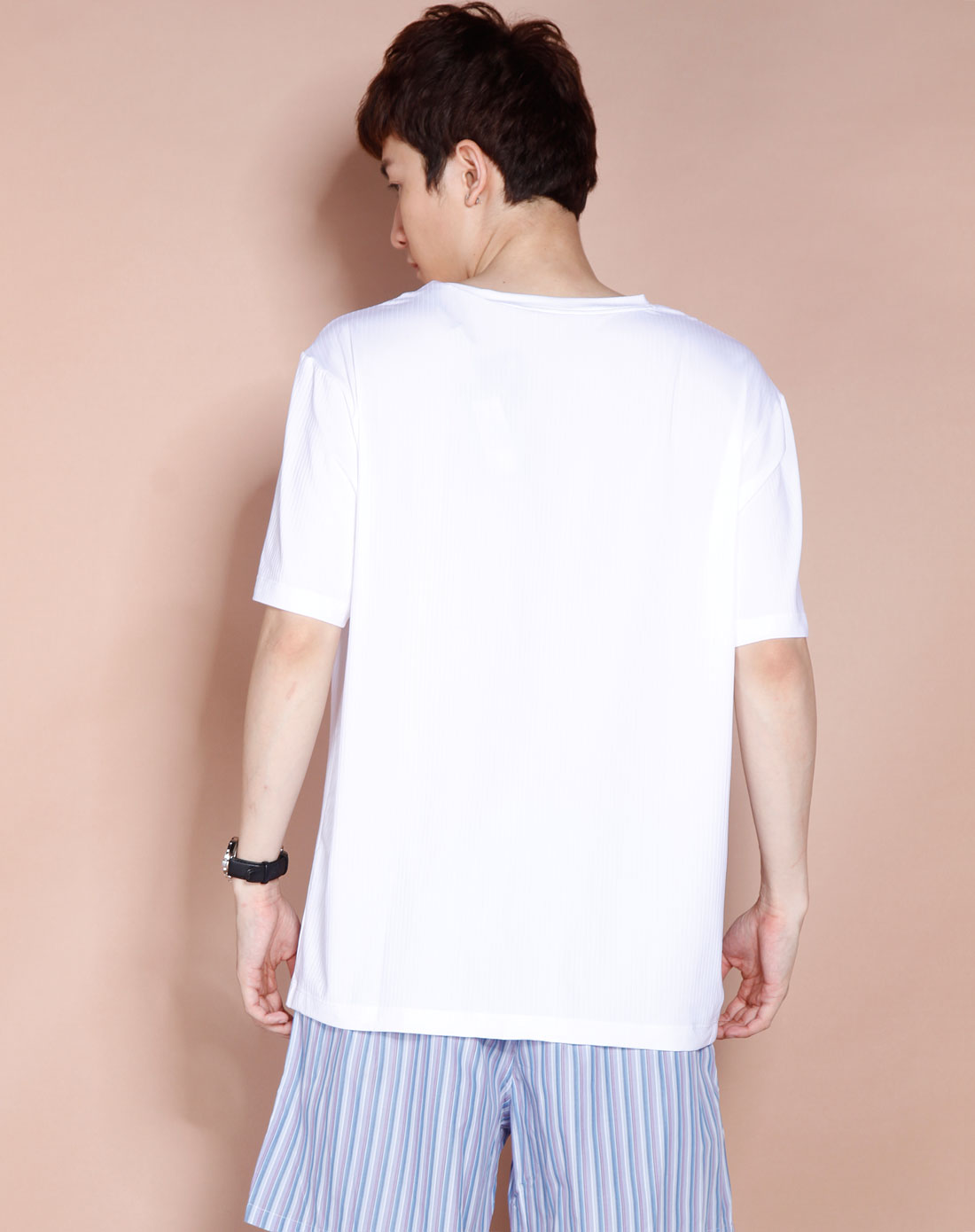 de verli白色简约v领短袖t恤