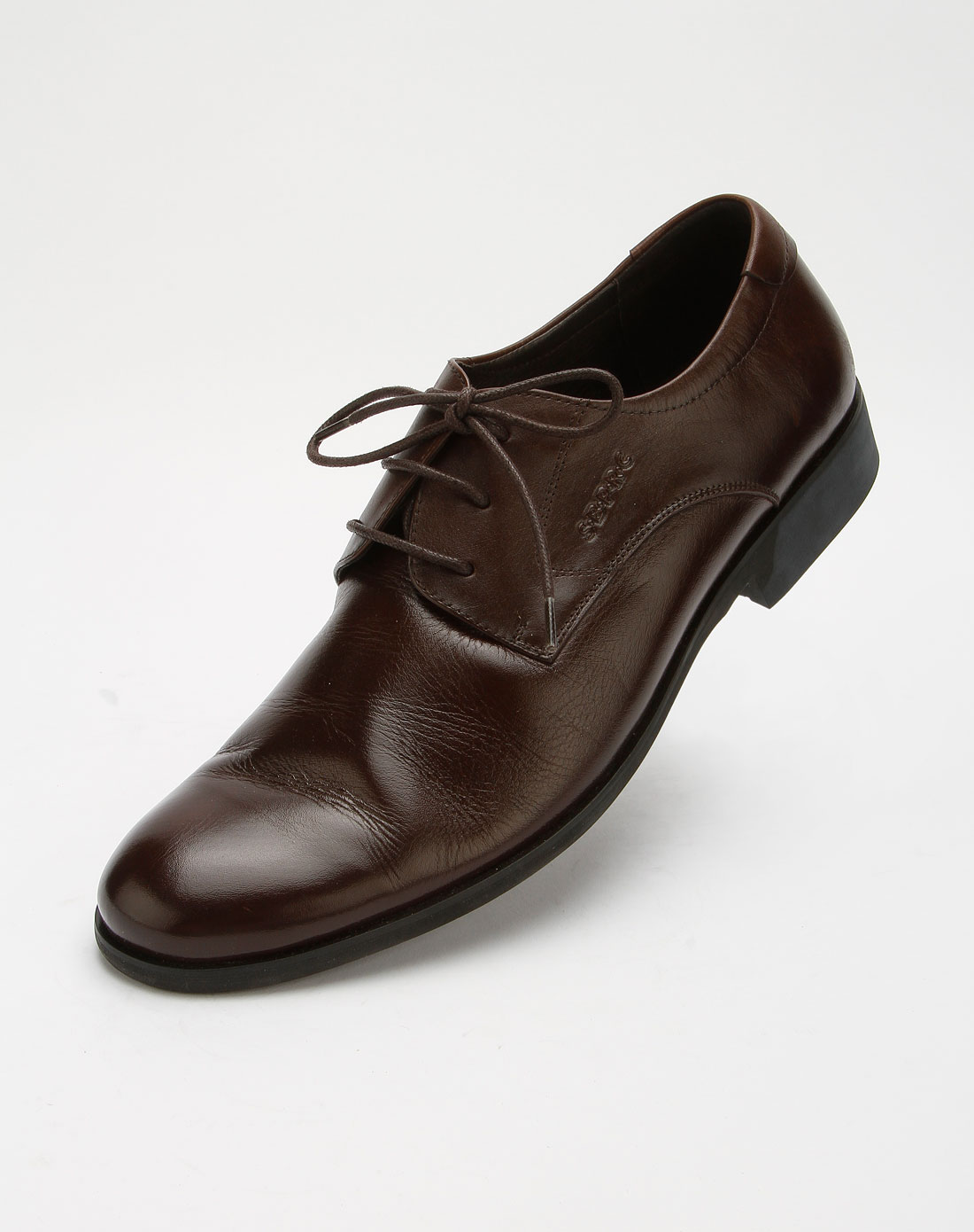 圣大保罗男鞋专场-男款棕色绑带时尚商务皮鞋