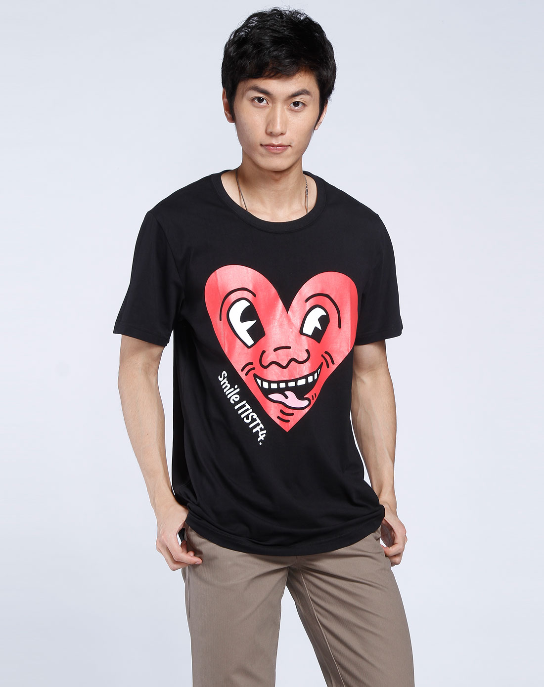 黑色烫画短袖t恤