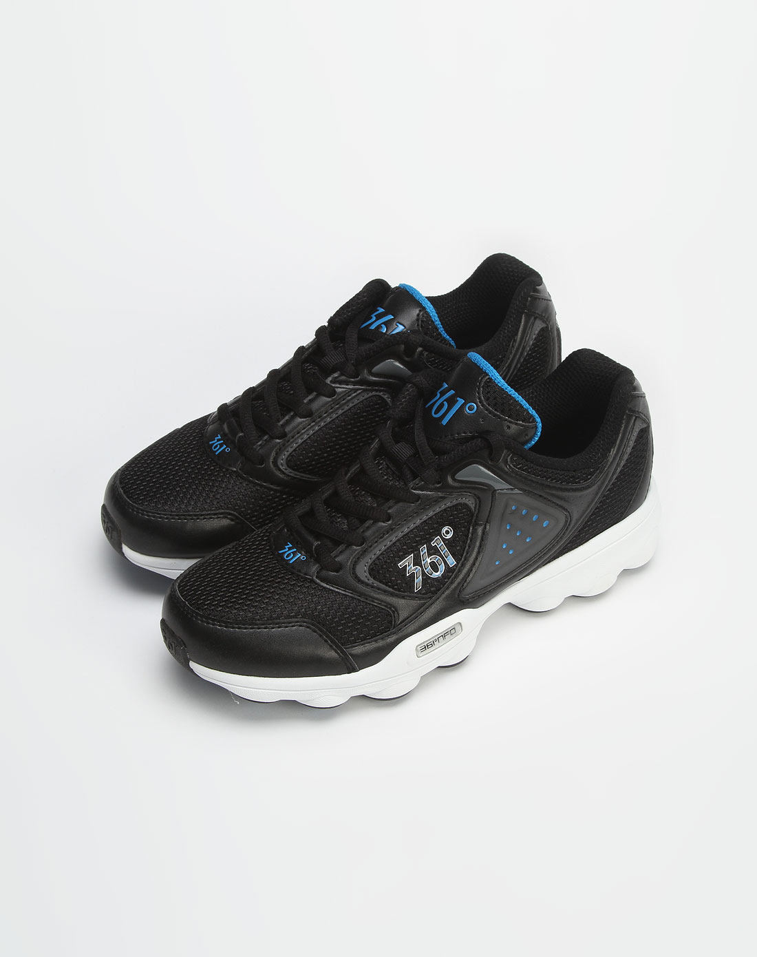 361°男装专场黑/浅蓝色网面休闲跑鞋