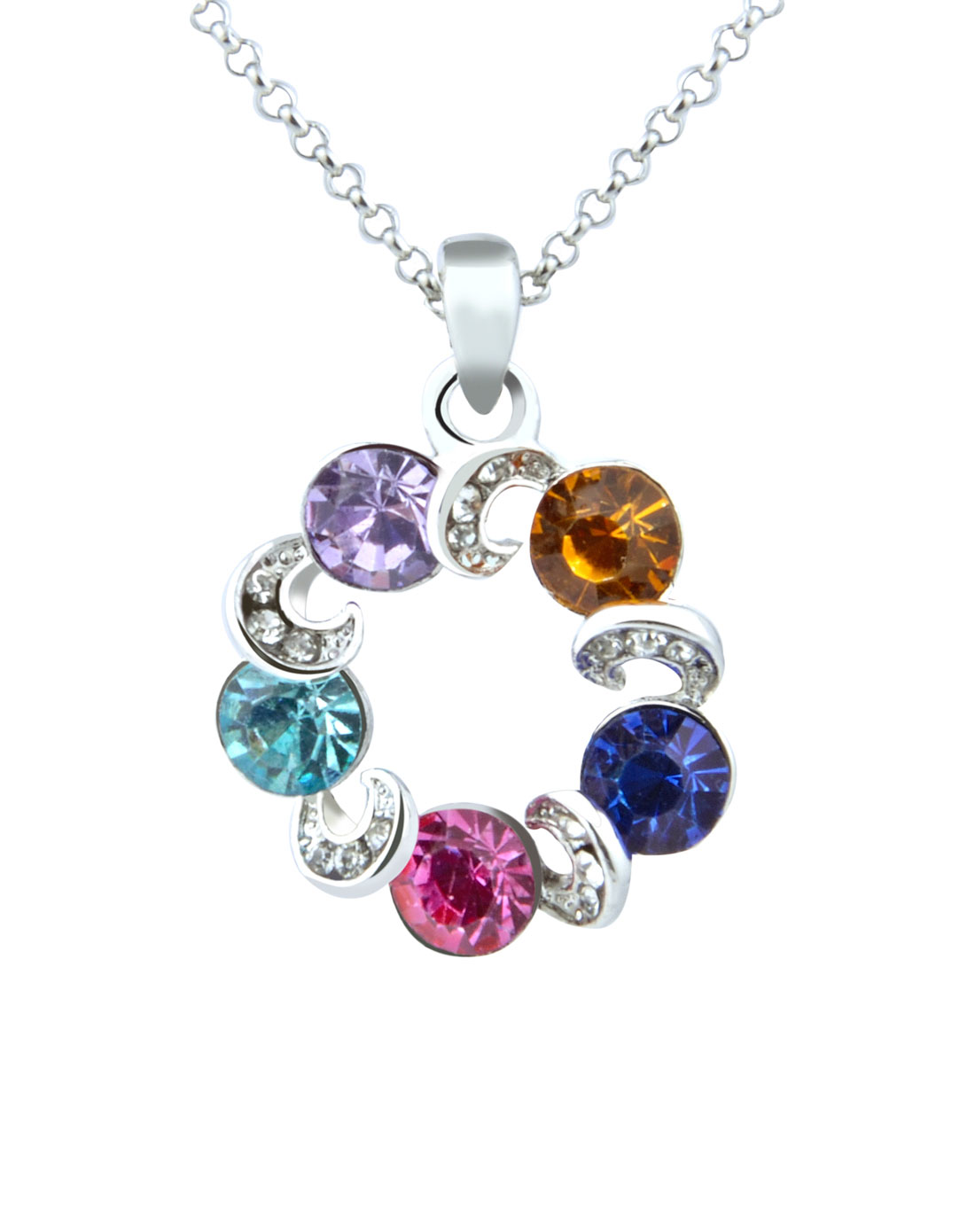 饰品库存专场熣璨bright 新款五彩水晶爱的摩天轮项链