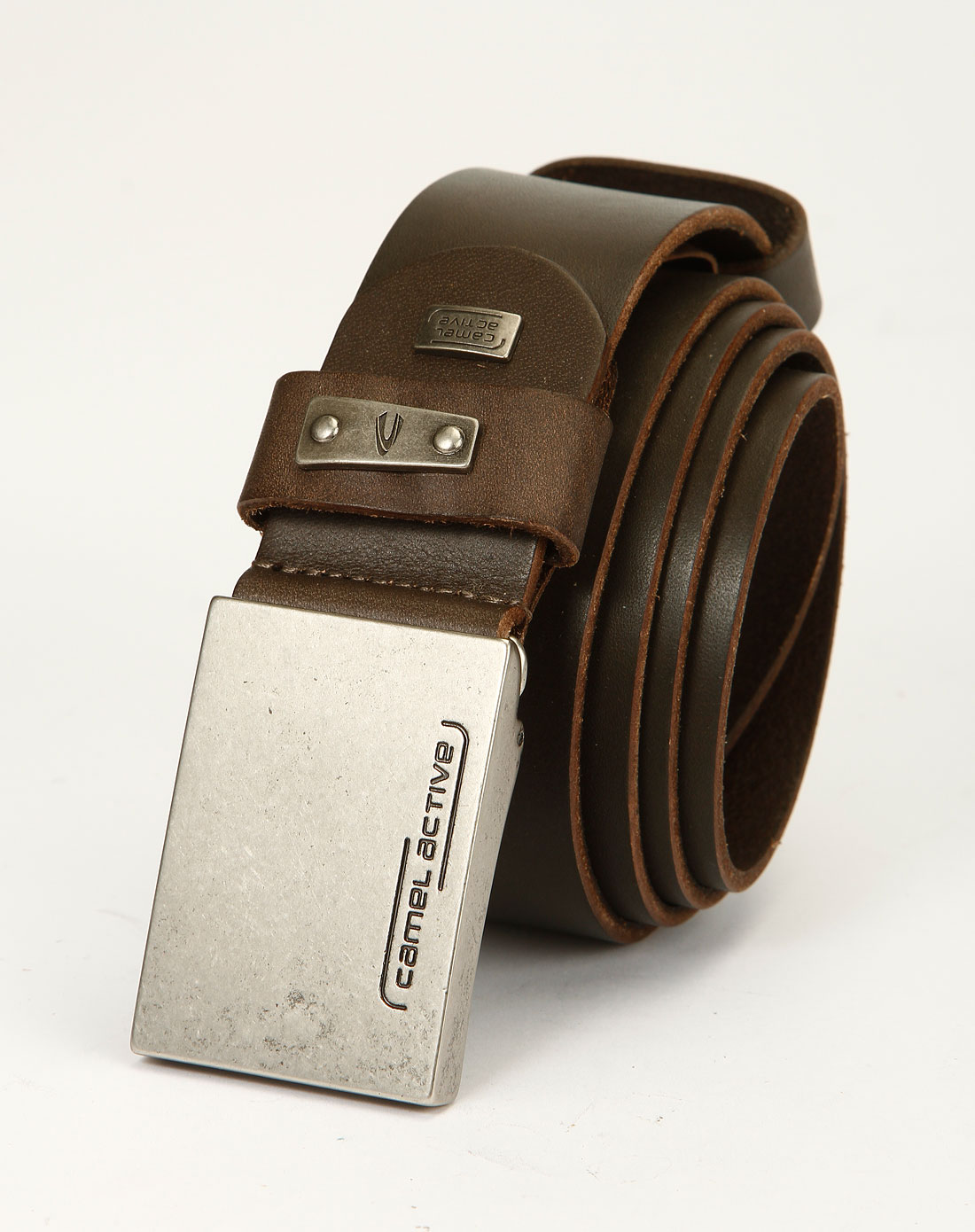 男款棕色时尚板扣皮带