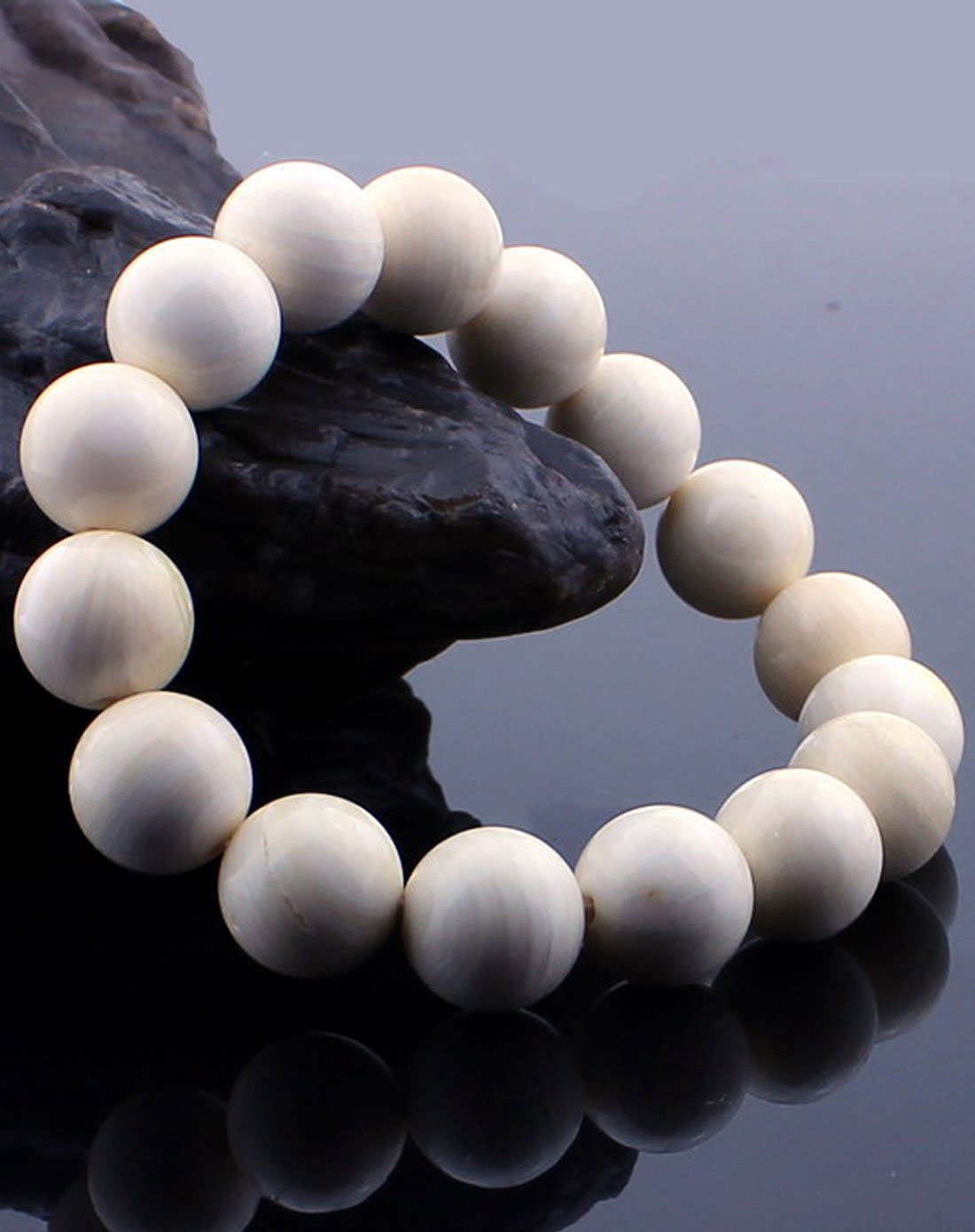 中性乳白色3a级天然象牙老砗磲手链12mm