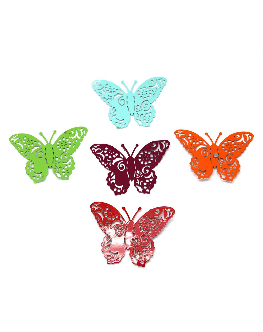 首页> gapon&homix混合家居专场 > 镂空蝴蝶铁艺冰箱贴-五色五只套装