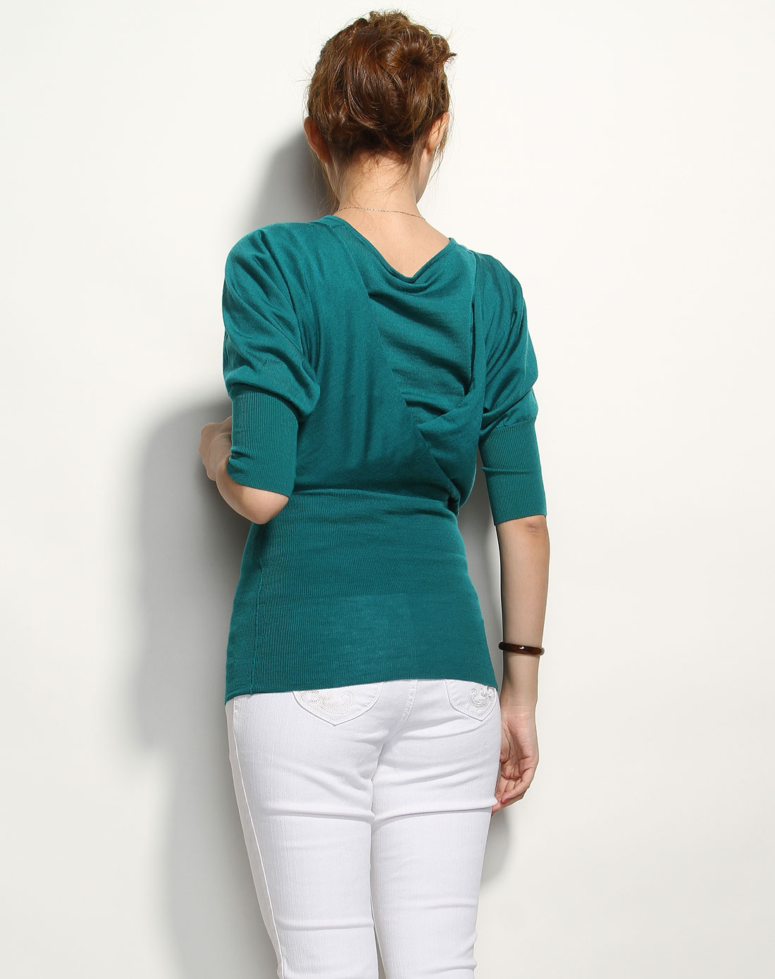 莱茵lime flare女装专场-绿色高领两件套长袖针织衫