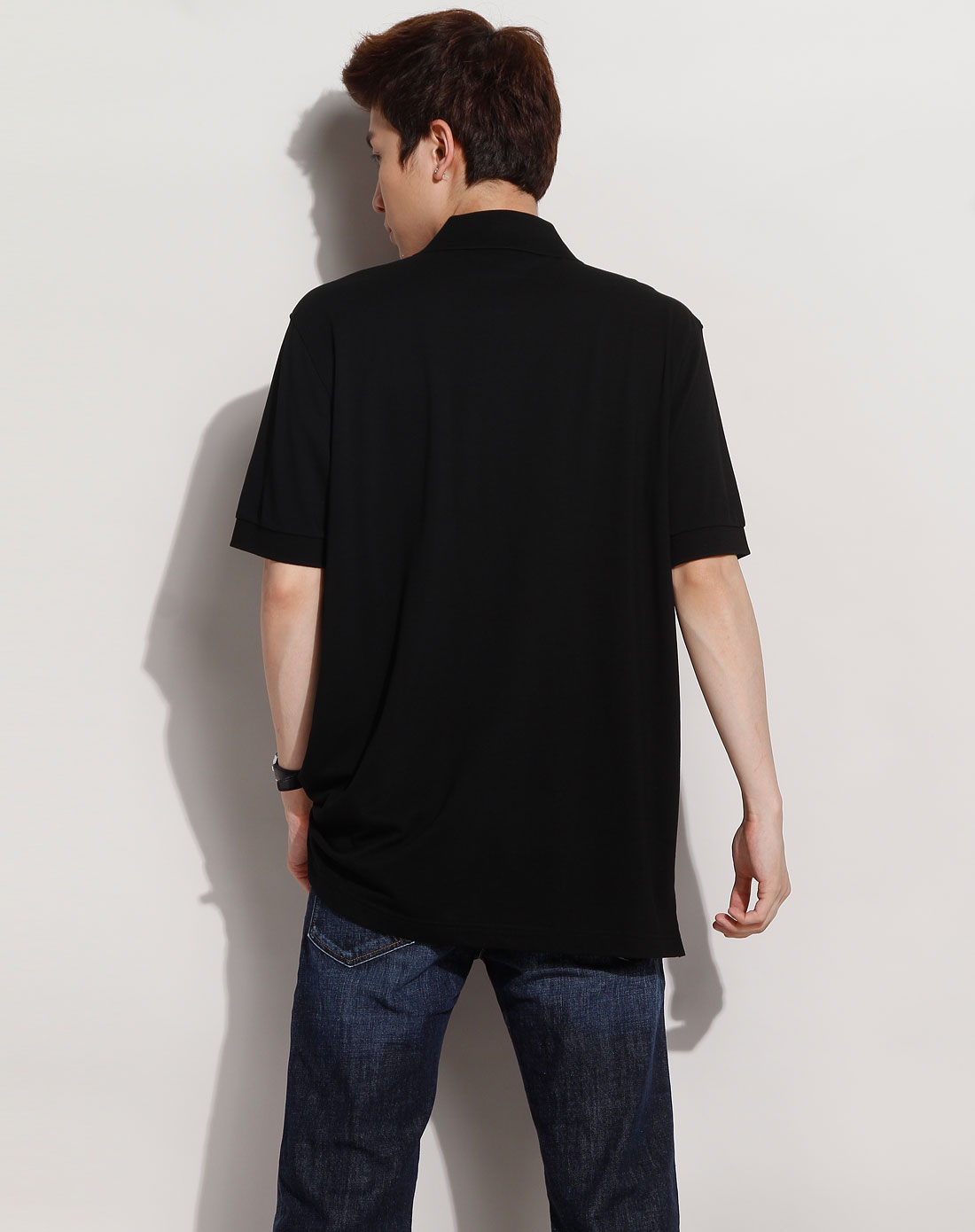 boss黑色休闲短袖polo衫