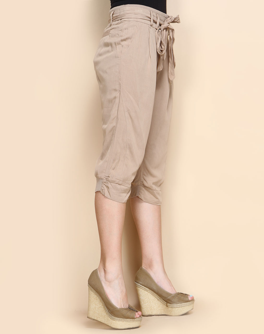 深米色简约休闲中裤