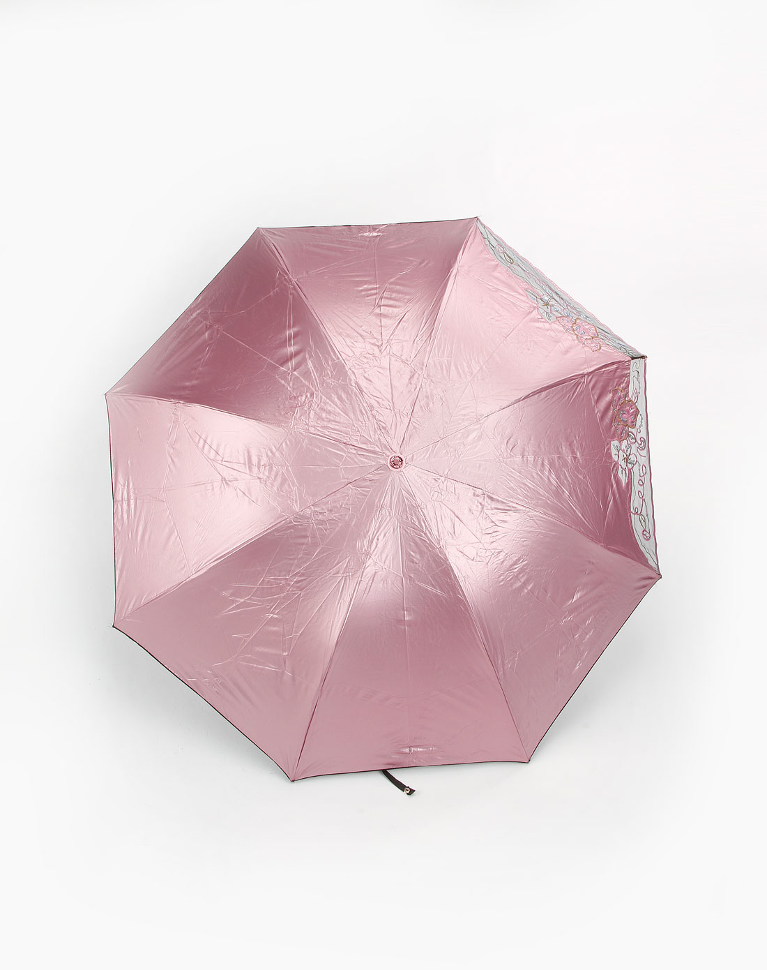 天堂伞亮粉色绣花遮阳伞