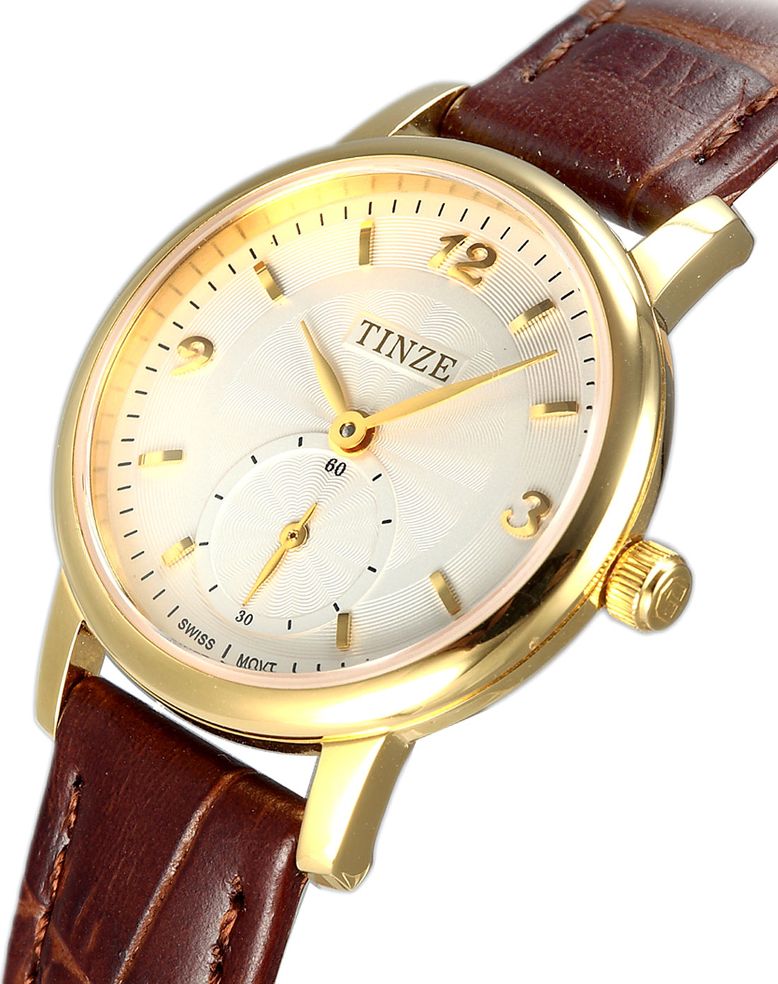天际/ 女款棕/金/白色复古时尚皮带石英手表