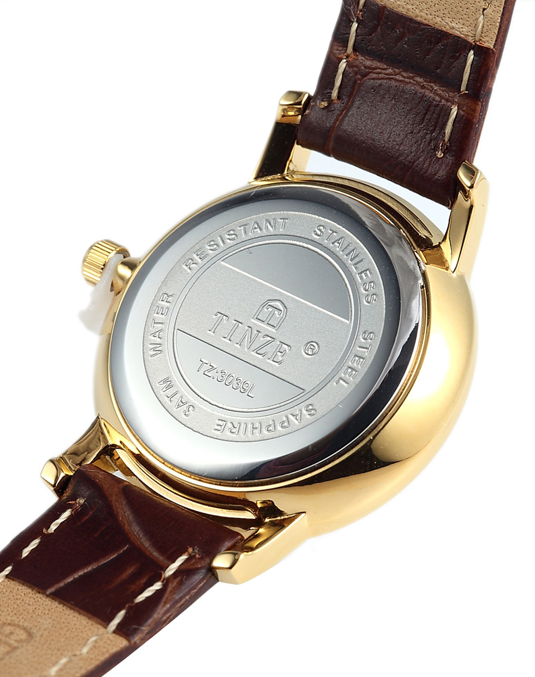 天际/ 女款棕/金/白色复古时尚皮带石英手表