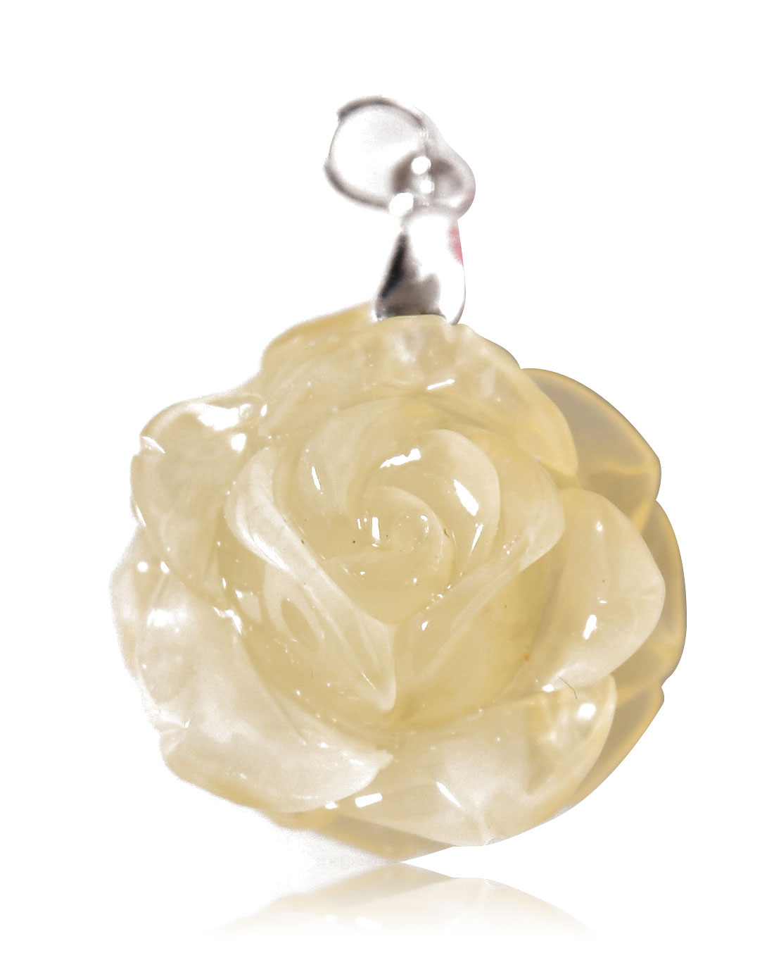 [ 媛翠坊 ] 娇美芳华天然琥珀蜜蜡玫瑰花吊坠(附珠宝鉴定证书)