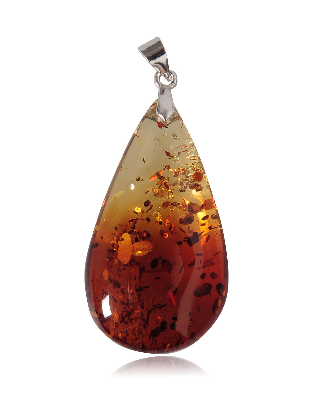 天女散花天然琥珀红花珀水滴吊坠(附珠宝鉴定证书)