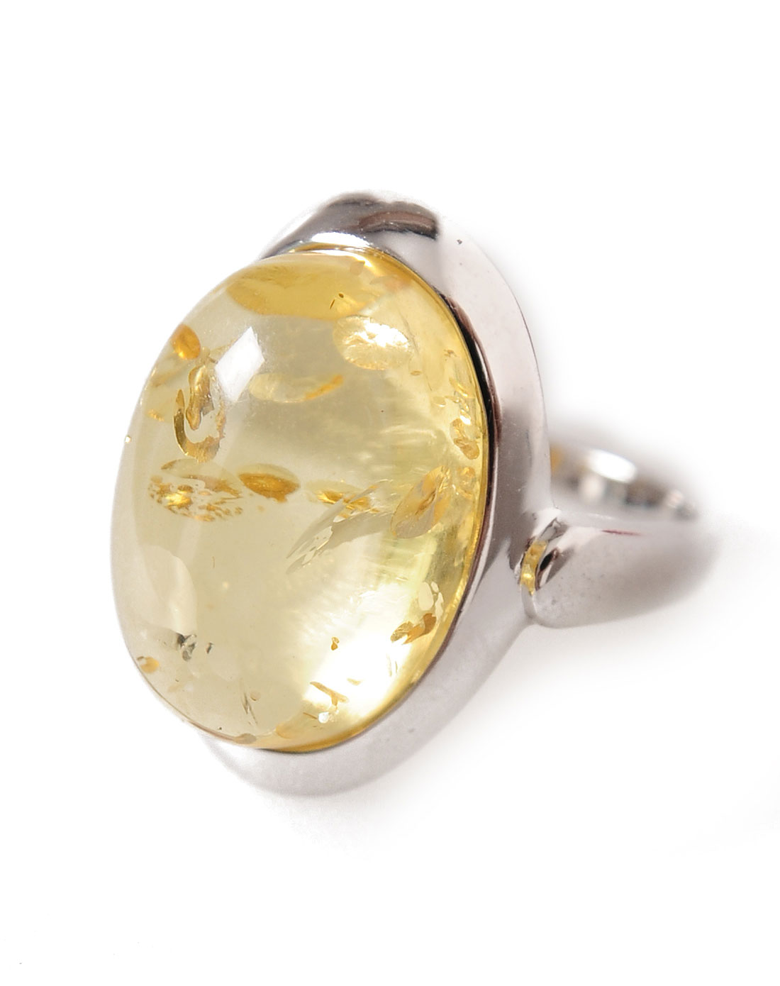 简约时尚天然琥珀金花珀戒指(附珠宝鉴定证书)