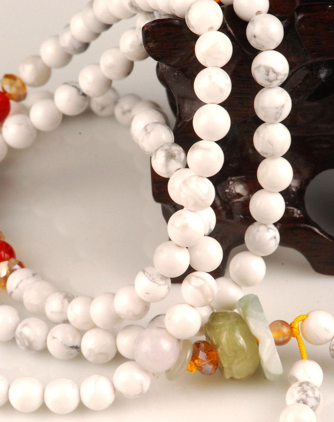 饰品库存专场瑞切尔 莲花白松石佛珠项链6m