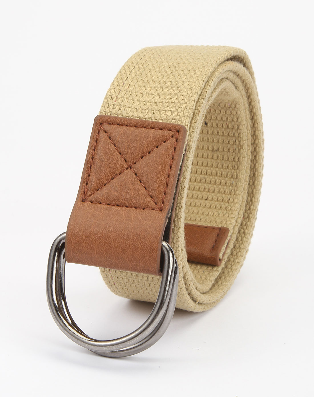 > 杏色机织帆布腰带