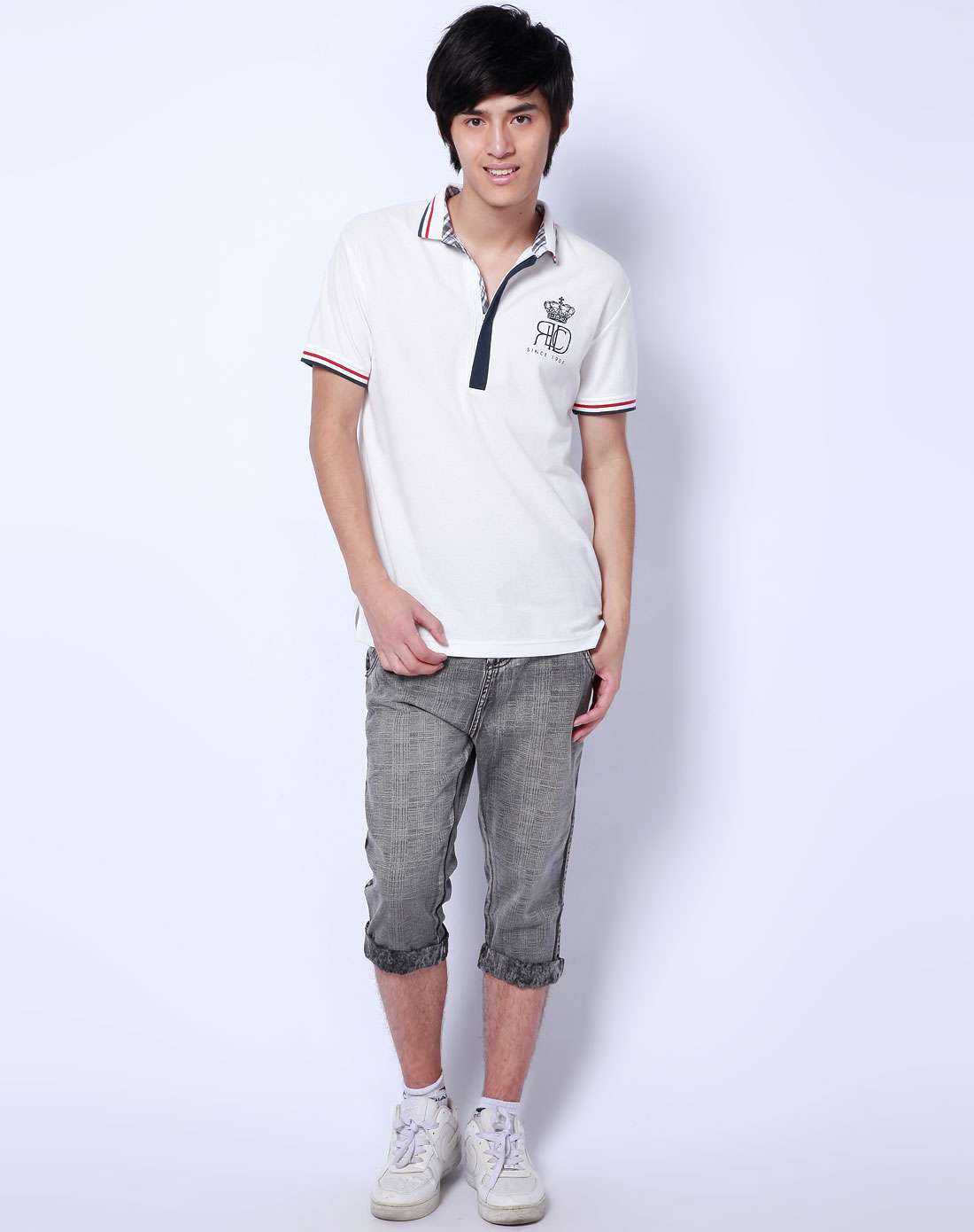 lee cooper白色短袖休闲polo衫