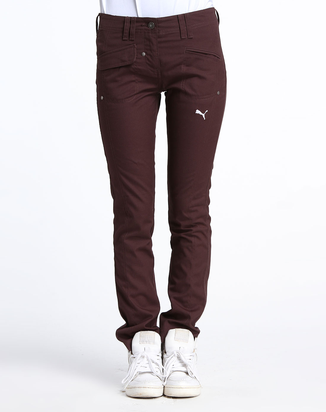 黑咖啡色梭织长裤