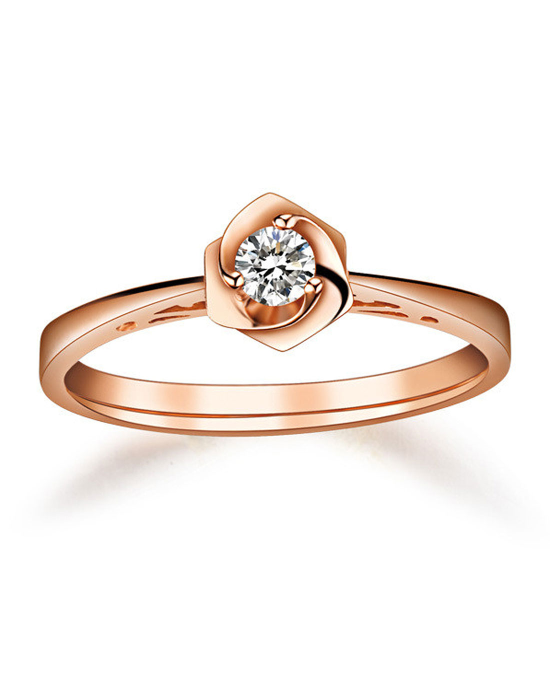 佐卡伊zocai玫瑰18k金钻石女戒-清雅(11分)