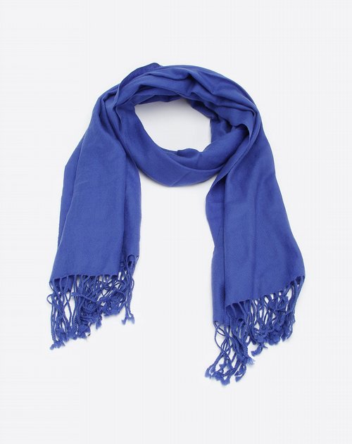 wanko宝蓝色简约时尚围巾