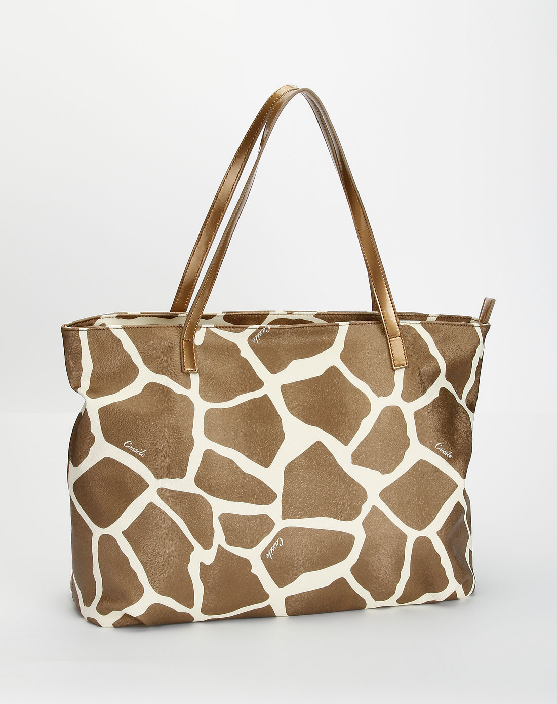 女款金色长颈鹿纹休闲单肩包