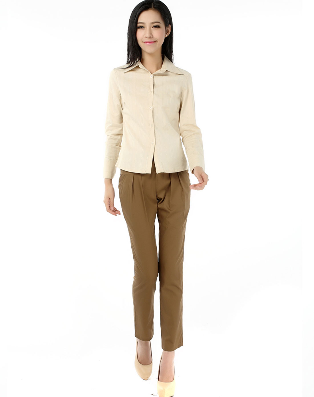 [ 艾戈米蓝 ] 米色长袖衬衫