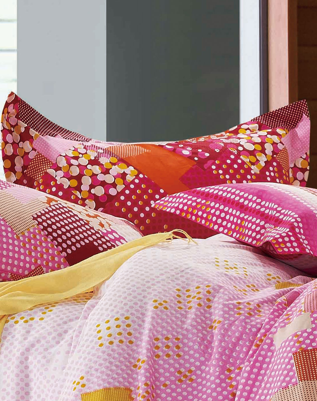 毕加索picasso家纺专场-1.8米恋恋红尘(红粉)全棉斜纹印花四件套