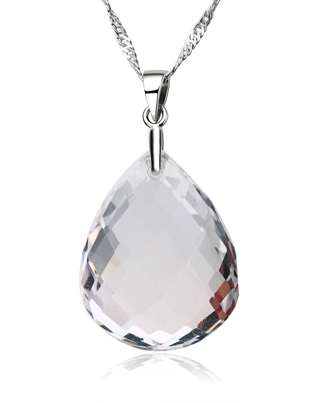 aaa级925银镶天然白水晶吊坠-心光之恋(赠银链)